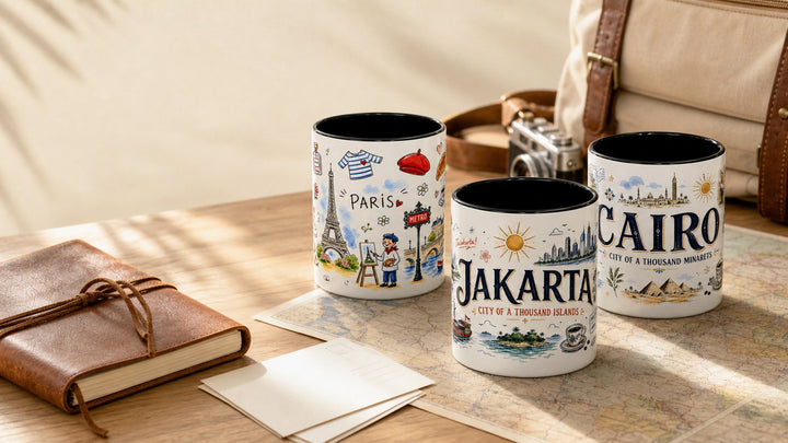 EveryLegend travel souvenir mugs by destination