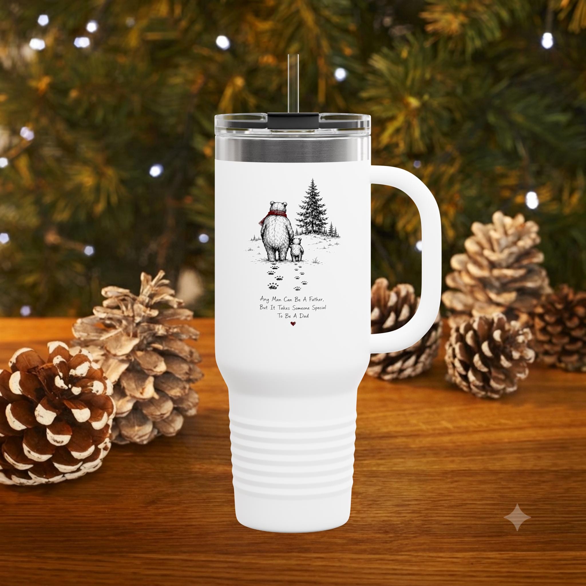 Papa Bear Dad 40oz Tumbler | Father's Day Gift | Insulated Stainless Steel Travel Mug for Dad