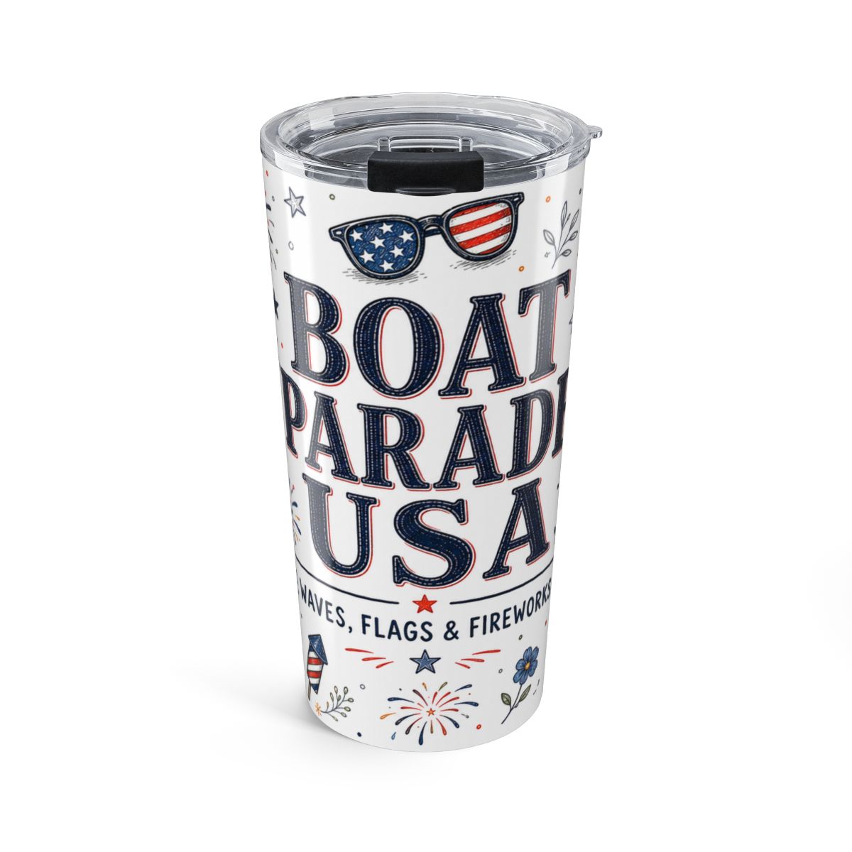 Boat Parade USA 20oz Tumbler | 4th of July Lake Tumbler | Insulated Stainless Steel Travel Cup