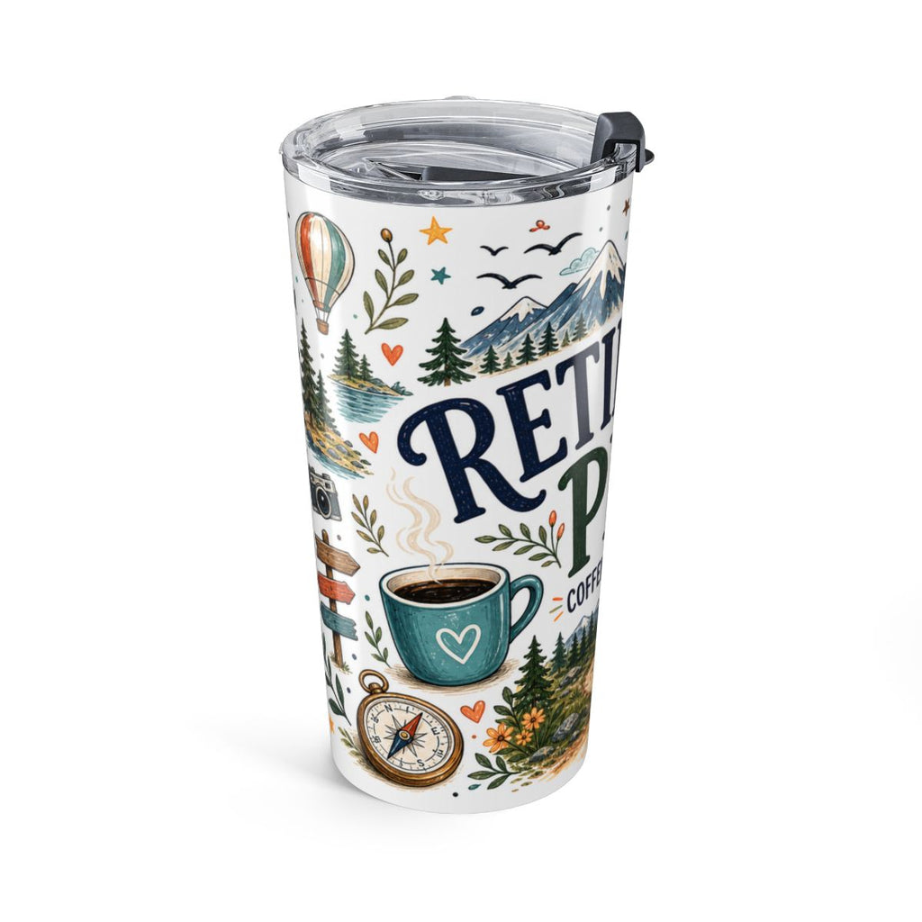 Retirement Plan Coffee And Adventures 20oz Tumbler | Travel Retirement Gift | Insulated Stainless Steel Travel Cup