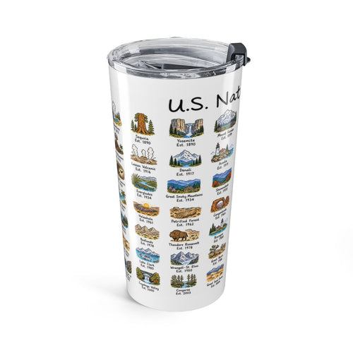 63 National Parks 20oz Tumbler | U.S. Parks Road Trip Gift | Insulated Stainless Steel Travel Cup