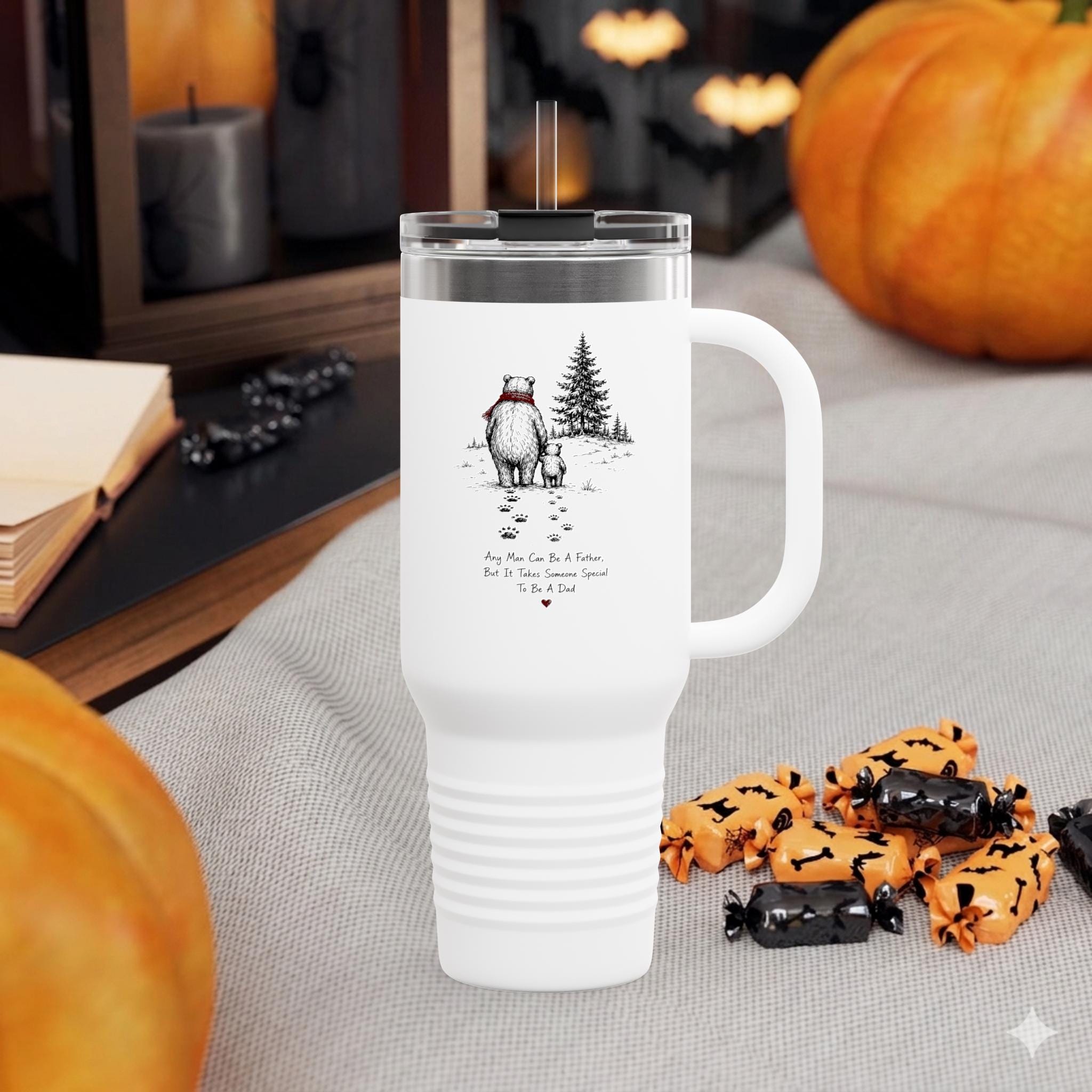 Papa Bear Dad 40oz Tumbler | Father's Day Gift | Insulated Stainless Steel Travel Mug for Dad