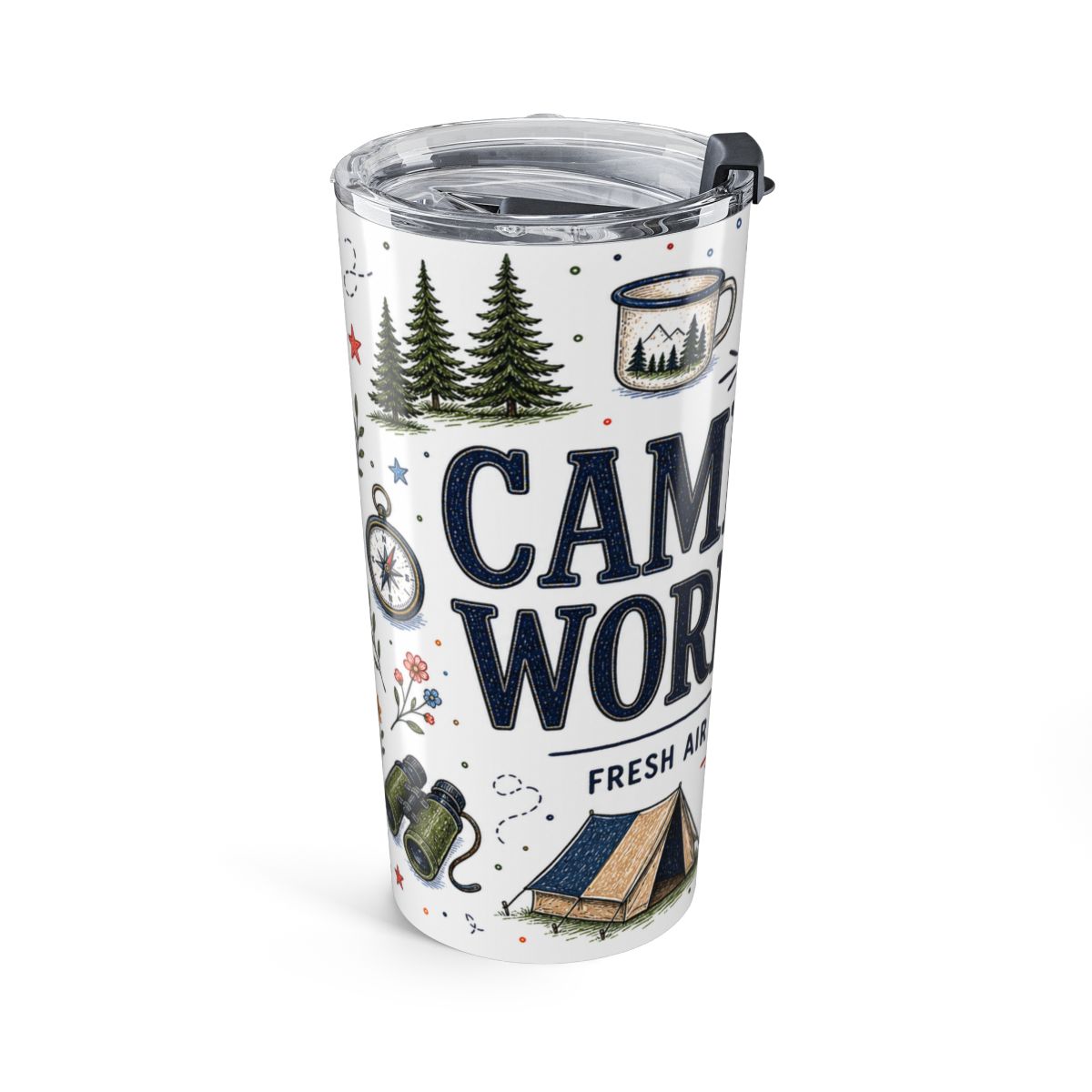 Camp More Worry Less 20oz Tumbler | Camping Lover Gift | Insulated Stainless Steel Travel Cup