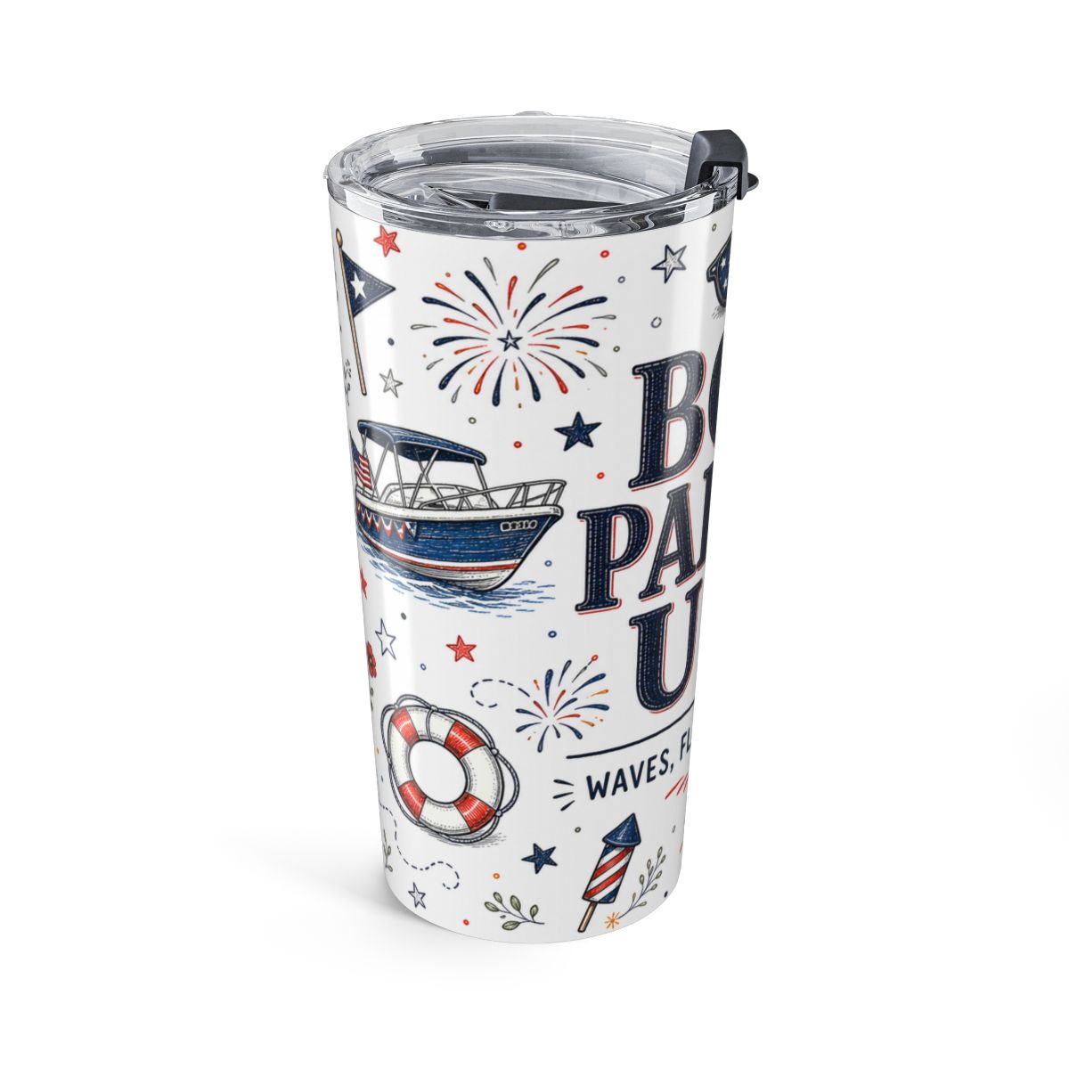 Boat Parade USA 20oz Tumbler | 4th of July Lake Tumbler | Insulated Stainless Steel Travel Cup