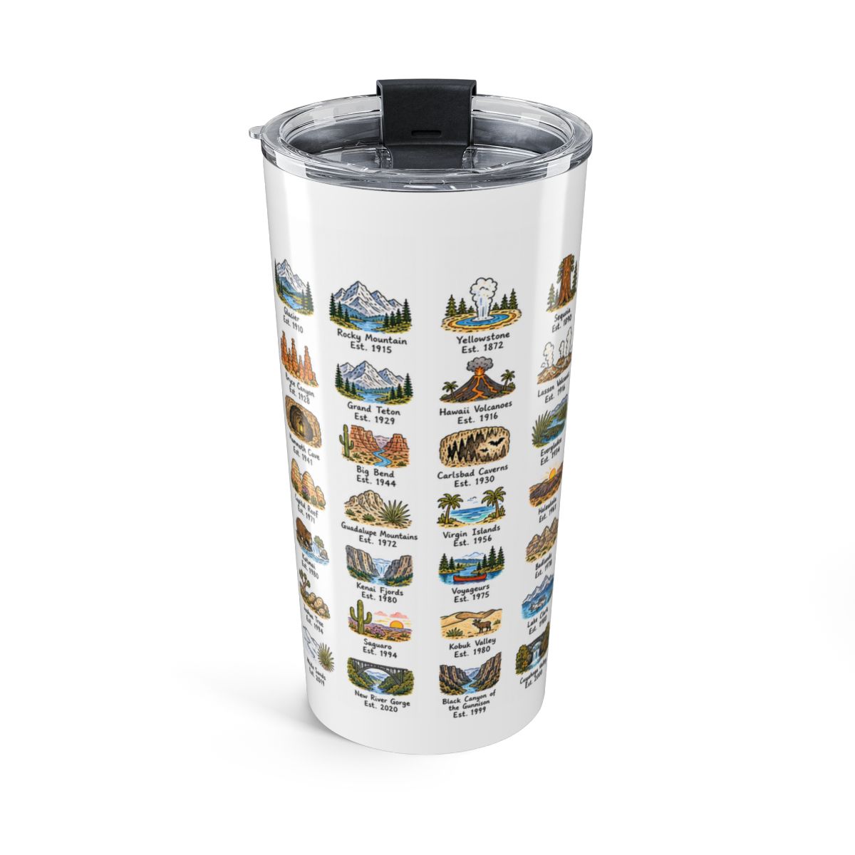 63 National Parks 20oz Tumbler | U.S. Parks Road Trip Gift | Insulated Stainless Steel Travel Cup