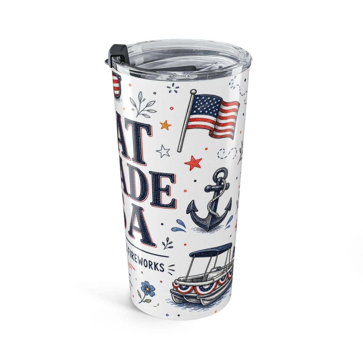 Boat Parade USA 20oz Tumbler | 4th of July Lake Tumbler | Insulated Stainless Steel Travel Cup