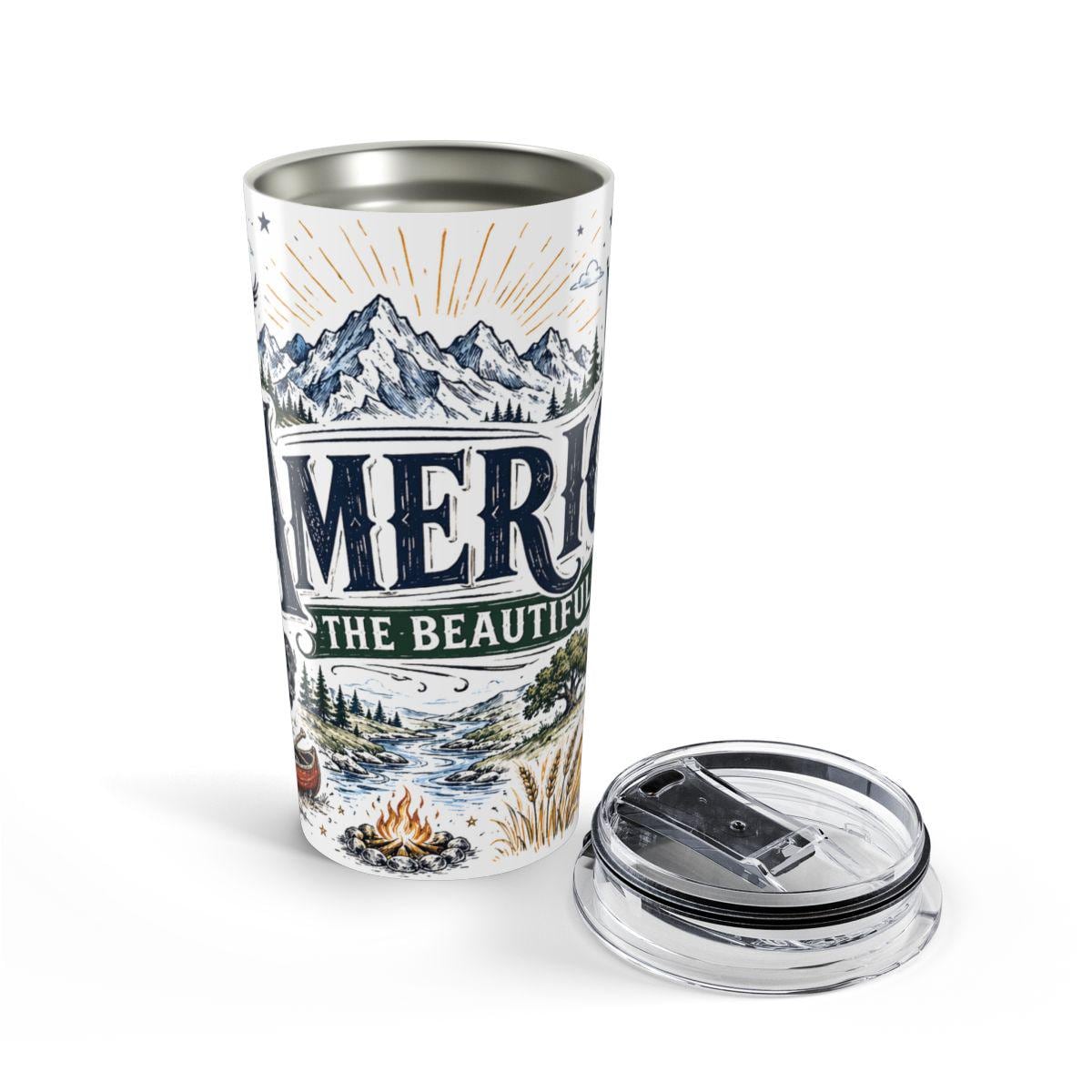 America the Beautiful 20oz Tumbler | Patriotic USA Gift | Insulated Stainless Steel Travel Cup