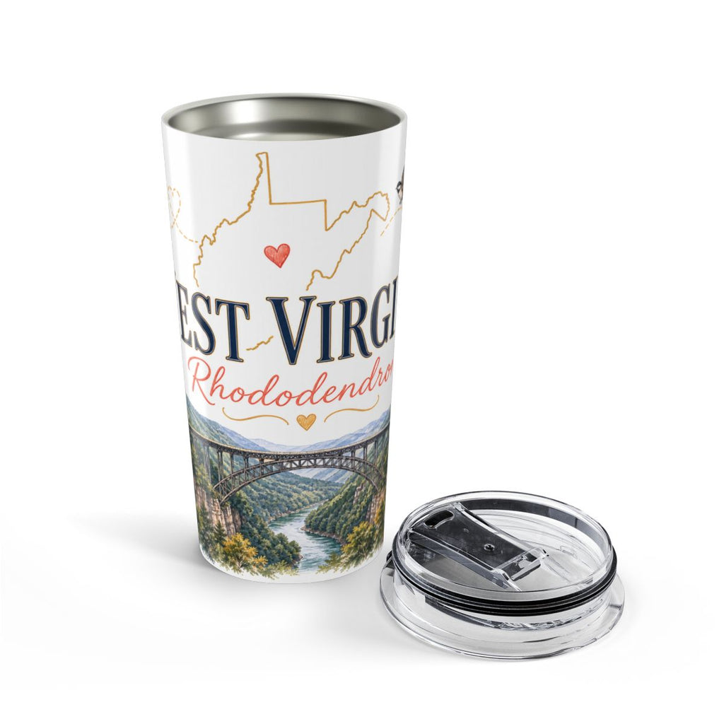 West Virginia State Flower 20oz Tumbler | Rhododendron Botanical State Flower Gift | Insulated Stainless Steel Travel Cup