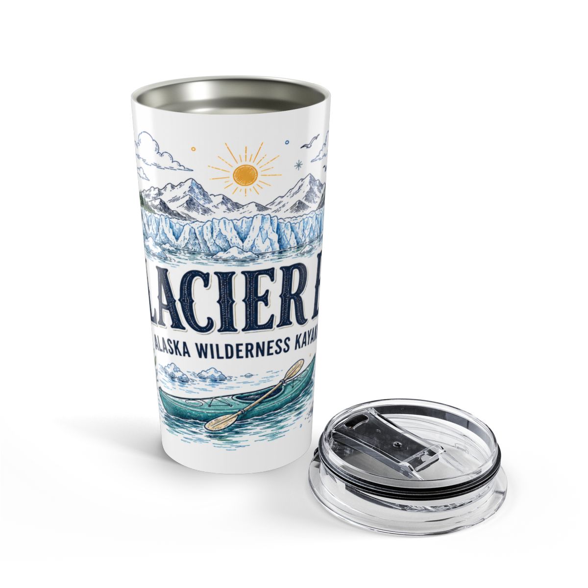 Glacier Bay National Park 20oz Tumbler | Alaska Wilderness Kayaking Gift | Insulated Stainless Steel Travel Cup