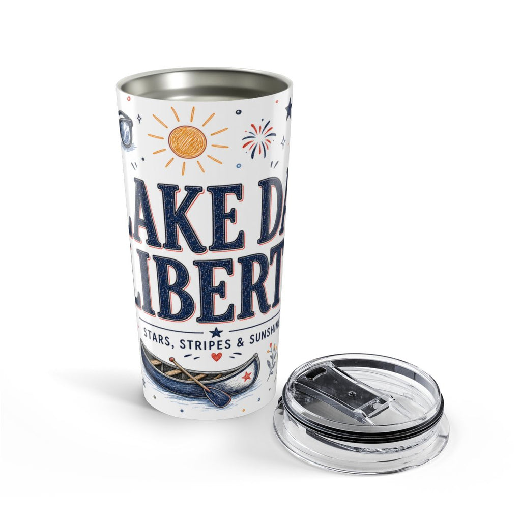 Lake Day Liberty 20oz Tumbler | Patriotic Summer Lake Gift | Insulated Stainless Steel Travel Cup