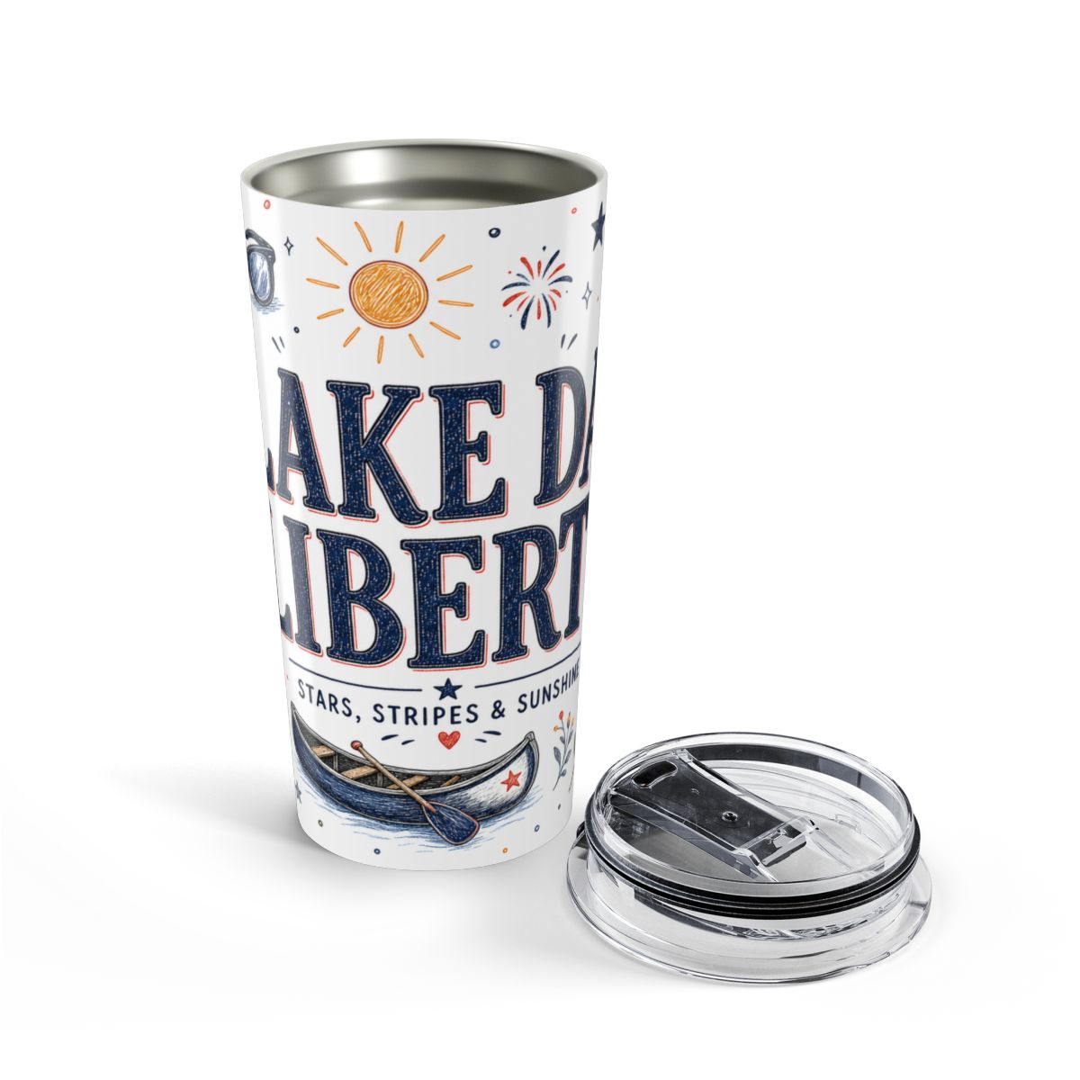 Lake Day Liberty 20oz Tumbler | Patriotic Summer Lake Gift | Insulated Stainless Steel Travel Cup