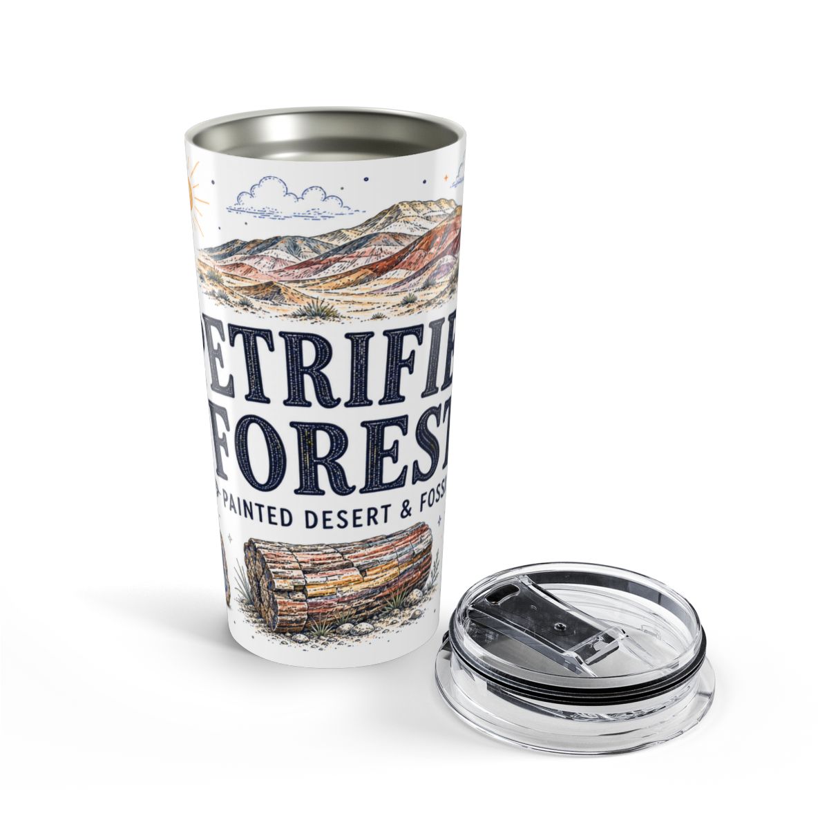 Petrified Forest National Park 20oz Tumbler | Arizona Painted Desert Fossil Gift | Insulated Stainless Steel Travel Cup