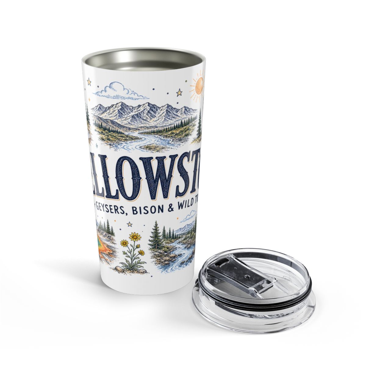 Yellowstone National Park 20oz Tumbler | Hiking Camping Nature Gift | Insulated Stainless Steel Travel Cup