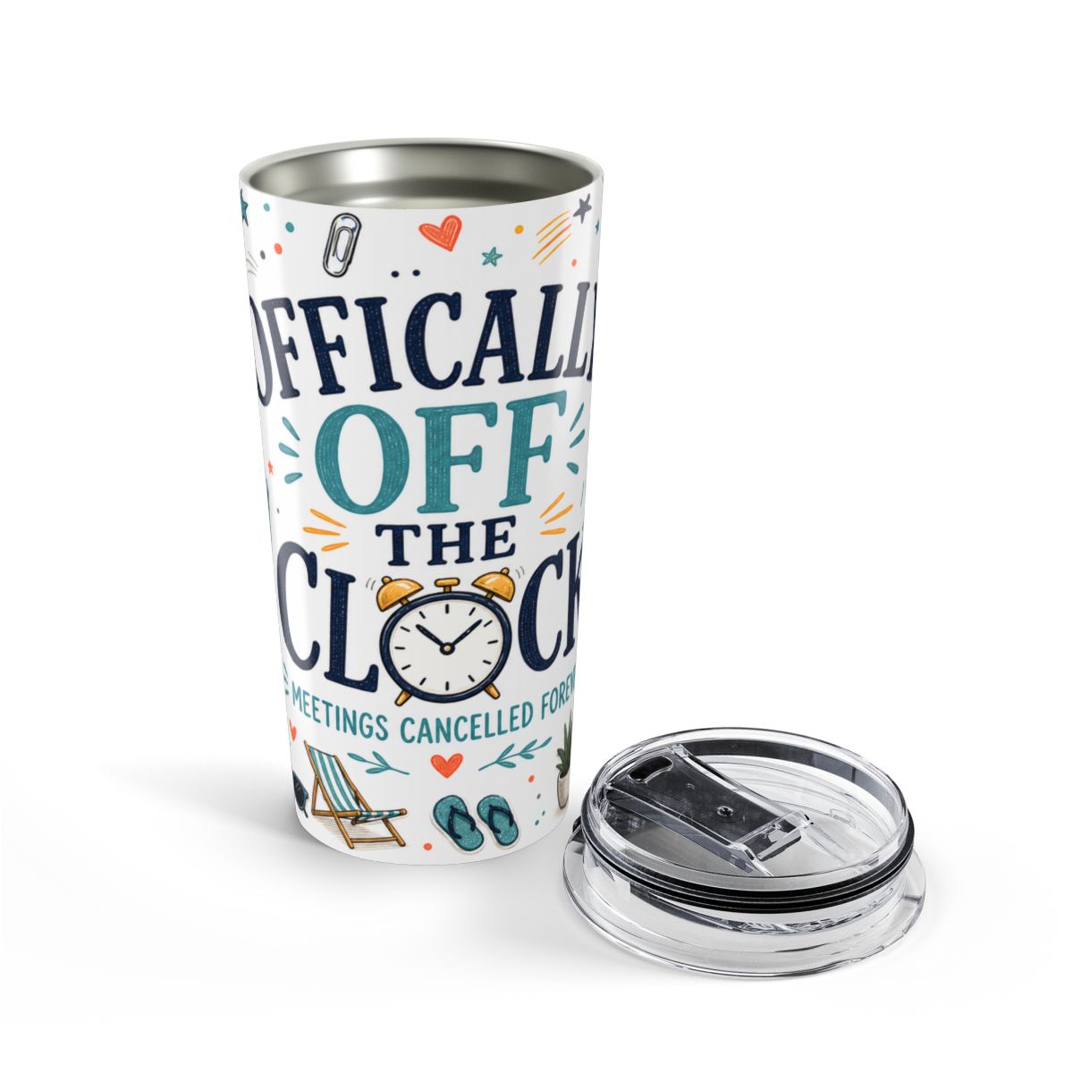 Officially Off The Clock 20oz Tumbler | Funny Retirement Gift | Insulated Stainless Steel Travel Cup