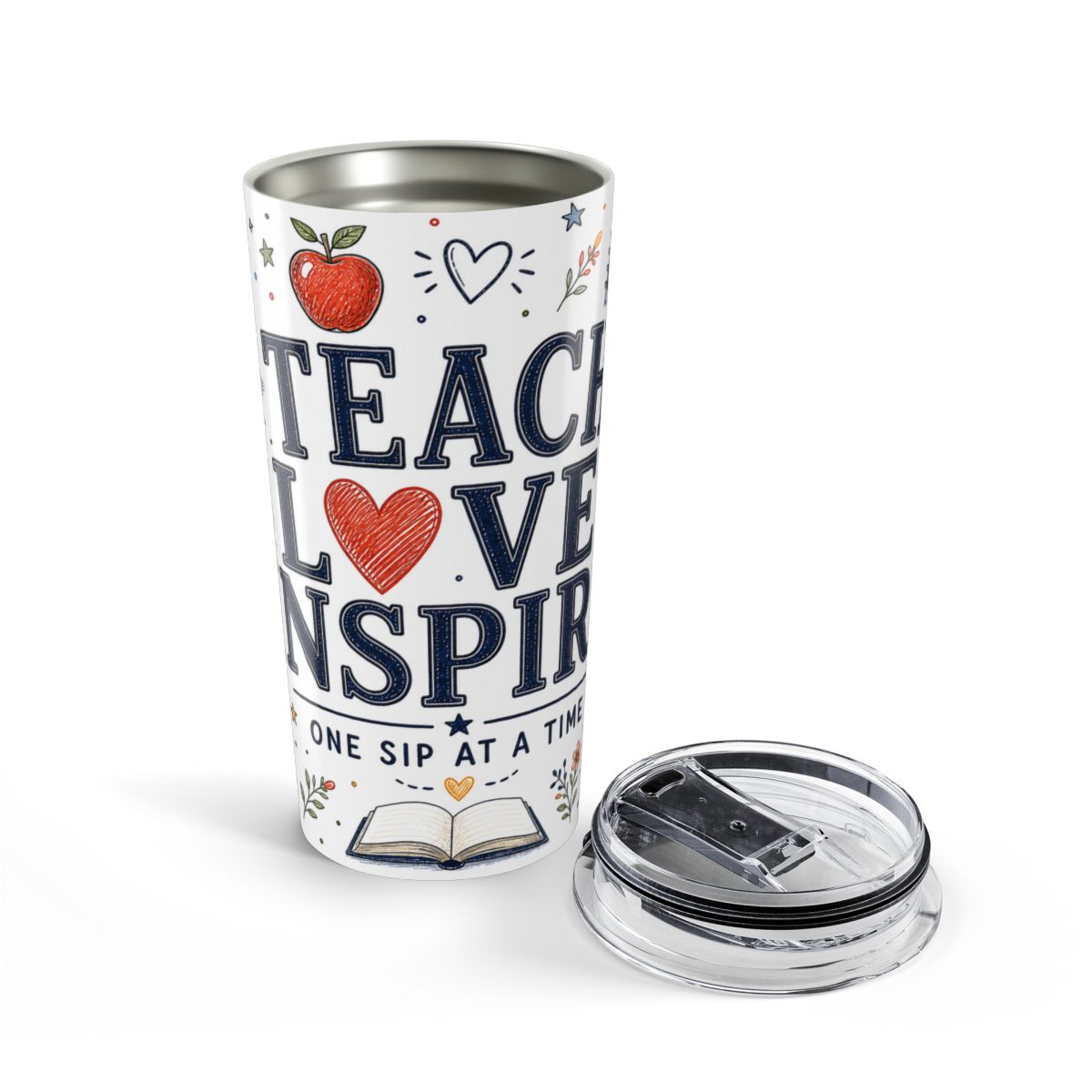 Teach Love Inspire 20oz Tumbler | Inspirational Teacher Gift | Insulated Stainless Steel Travel Cup