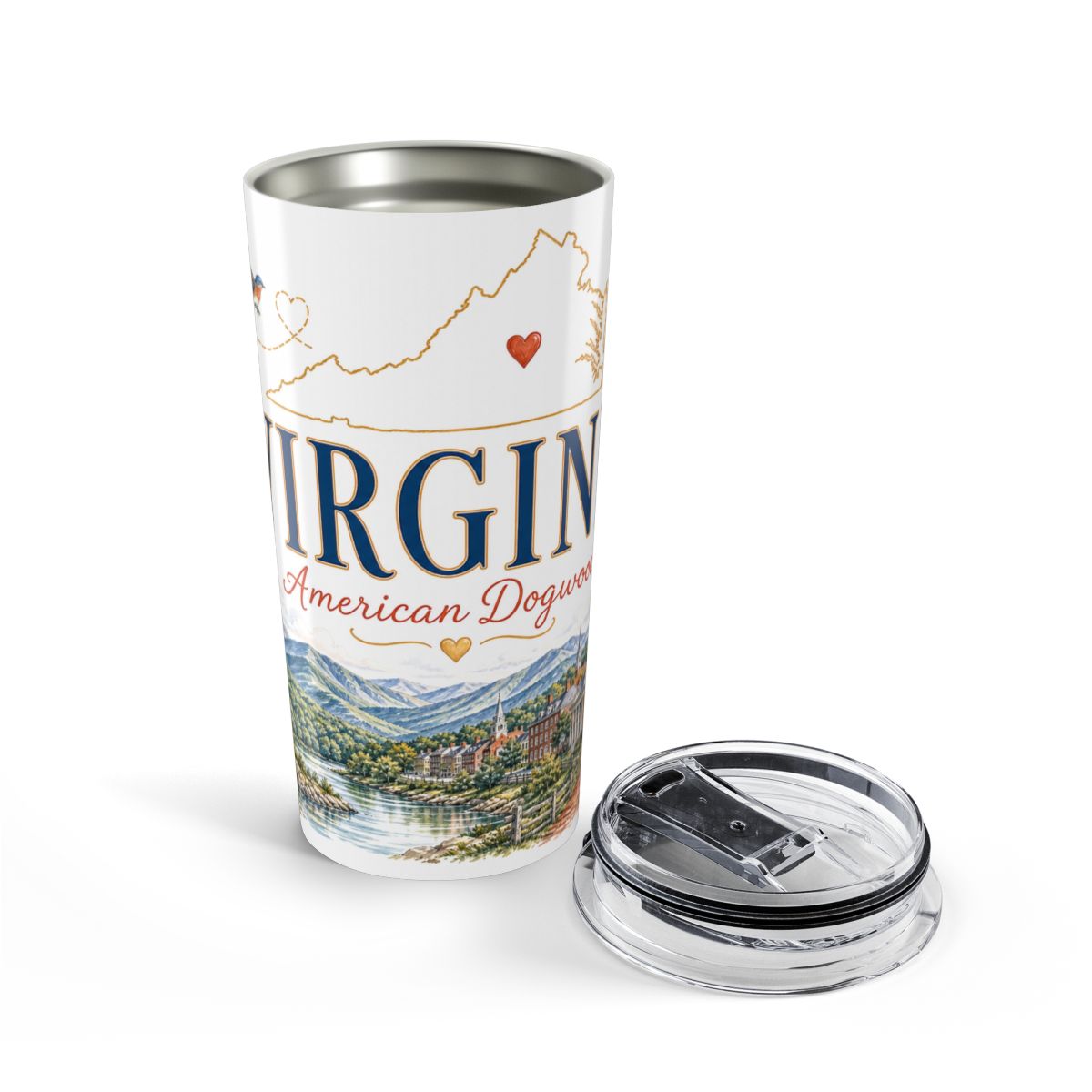 Virginia State Flower 20oz Tumbler | American Dogwood Botanical State Flower Gift | Insulated Stainless Steel Travel Cup