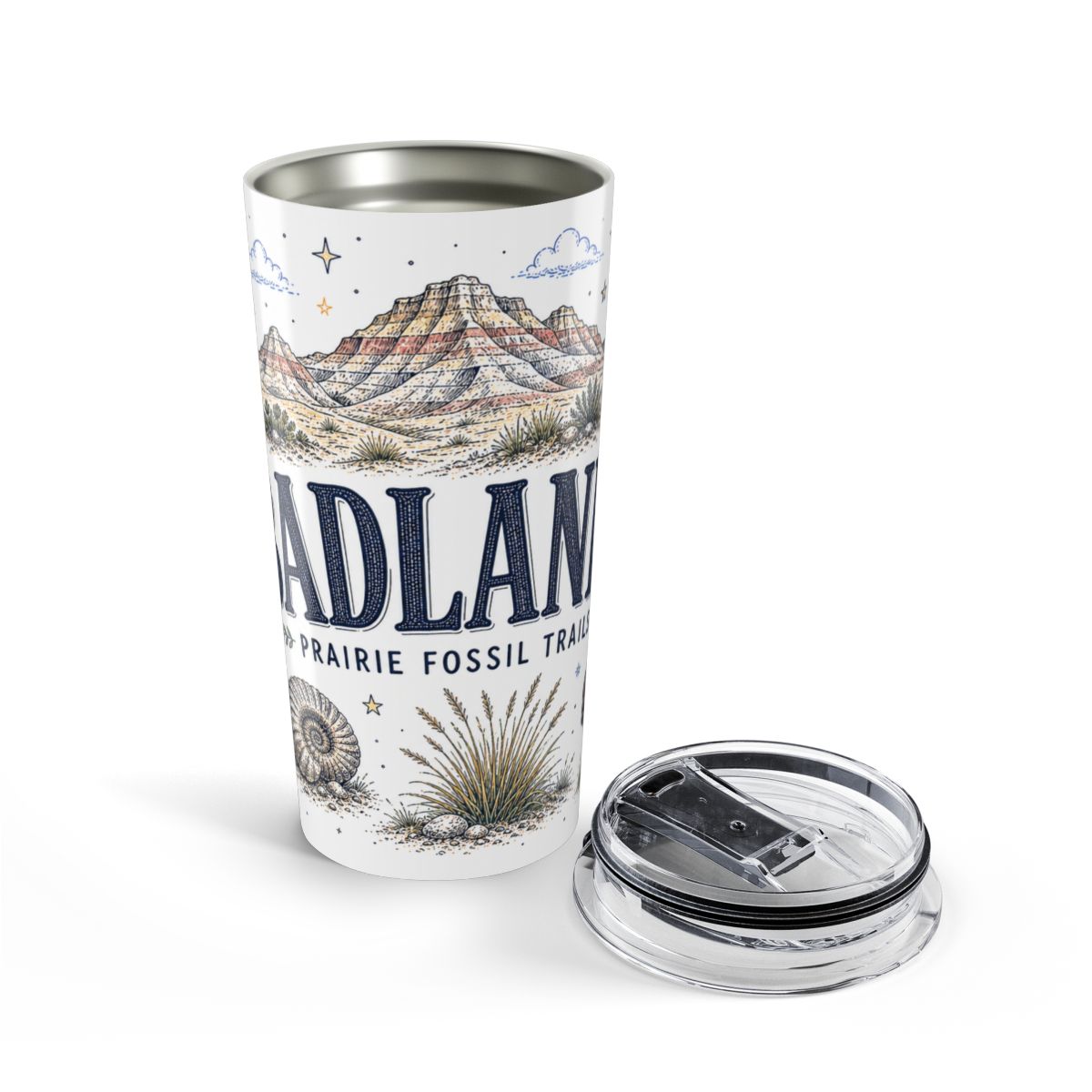 Badlands National Park 20oz Tumbler | South Dakota Prairie Fossil Hiking Gift | Insulated Stainless Steel Travel Cup