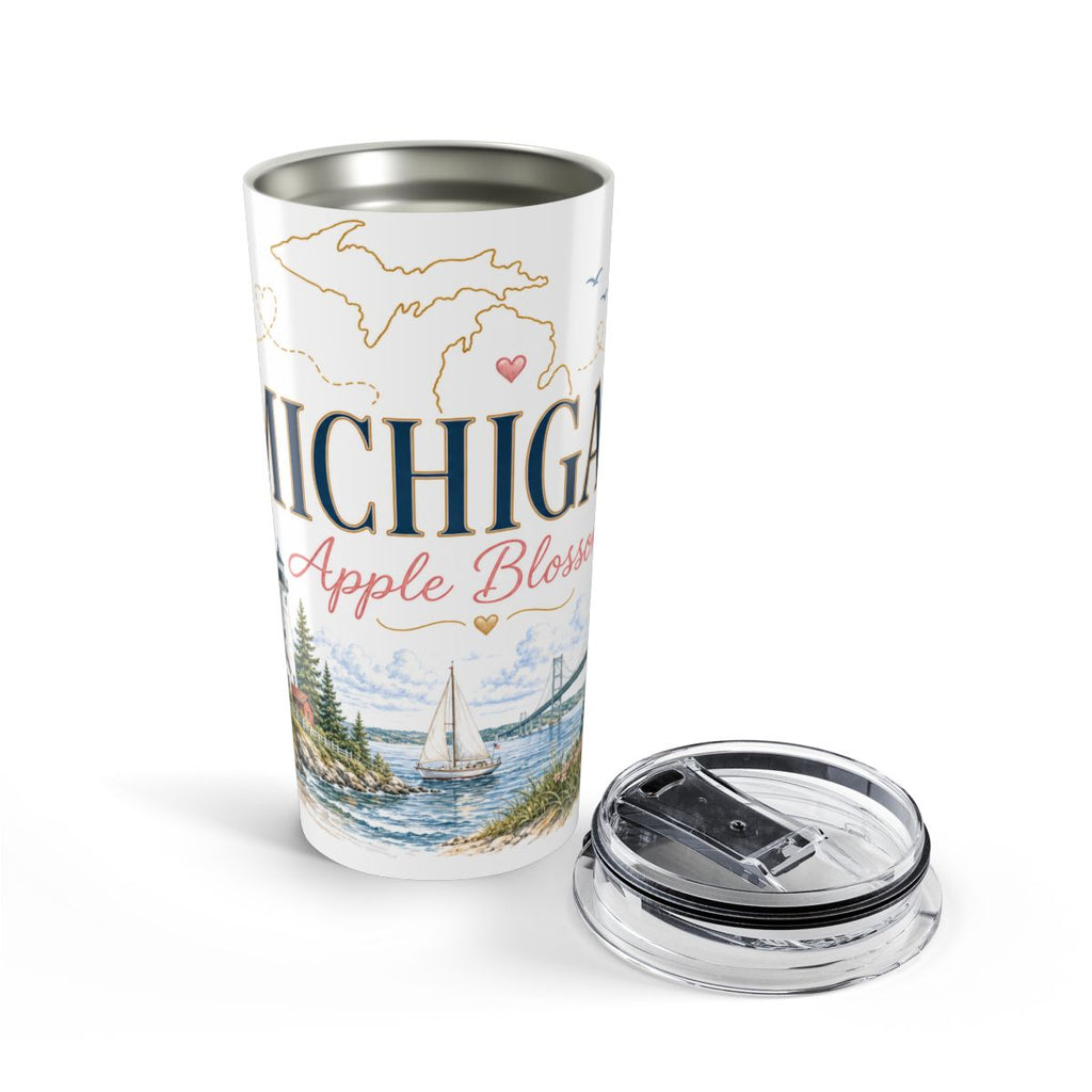 Michigan State Flower 20oz Tumbler | Apple Blossom Botanical State Flower Gift | Insulated Stainless Steel Travel Cup