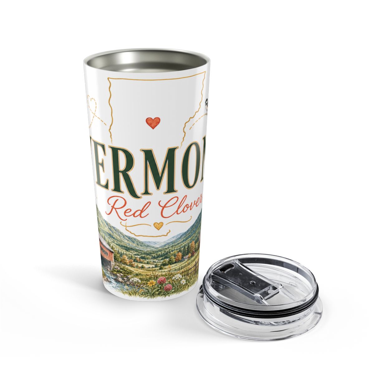 Vermont State Flower 20oz Tumbler | Red Clover Botanical State Flower Gift | Insulated Stainless Steel Travel Cup