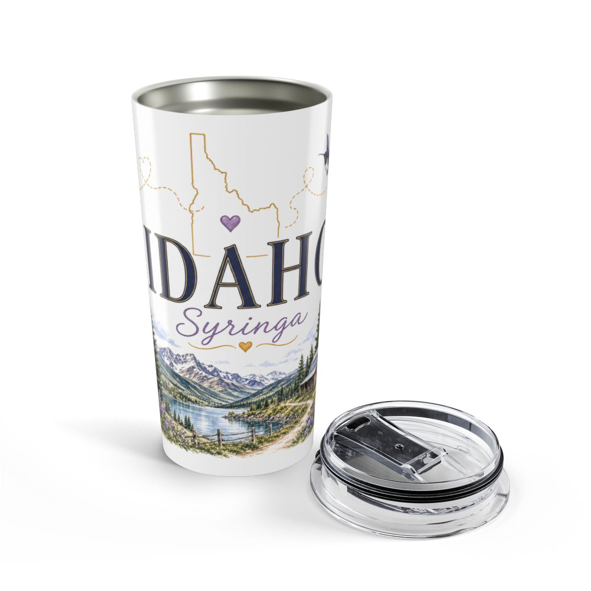 Idaho State Flower 20oz Tumbler | Syringa Botanical State Flower Gift | Insulated Stainless Steel Travel Cup