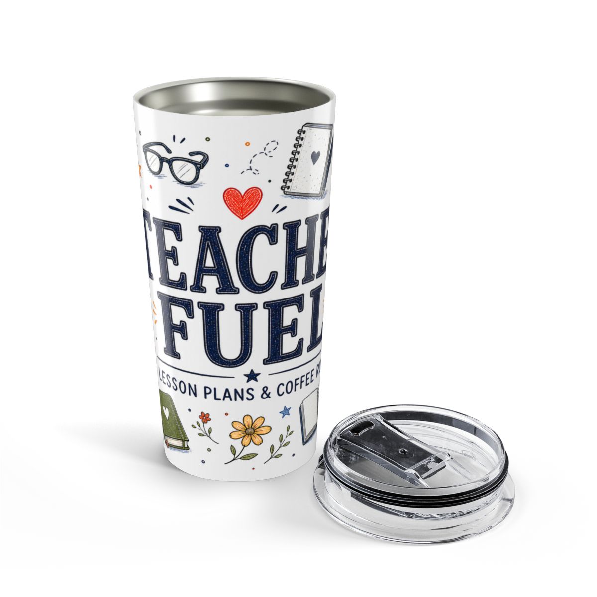 Teacher Fuel 20oz Tumbler | Teacher Coffee Tumbler | Insulated Stainless Steel Travel Cup