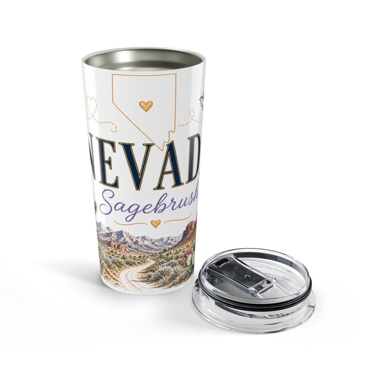 Nevada State Flower 20oz Tumbler | Sagebrush Botanical State Flower Gift | Insulated Stainless Steel Travel Cup
