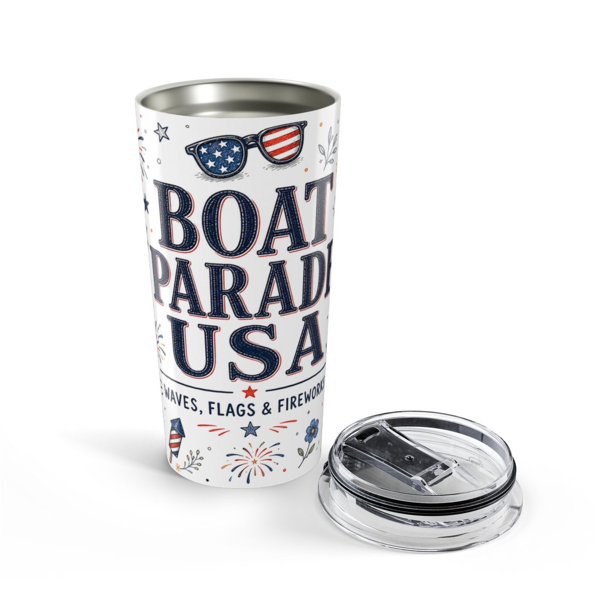 Boat Parade USA 20oz Tumbler | 4th of July Lake Tumbler | Insulated Stainless Steel Travel Cup