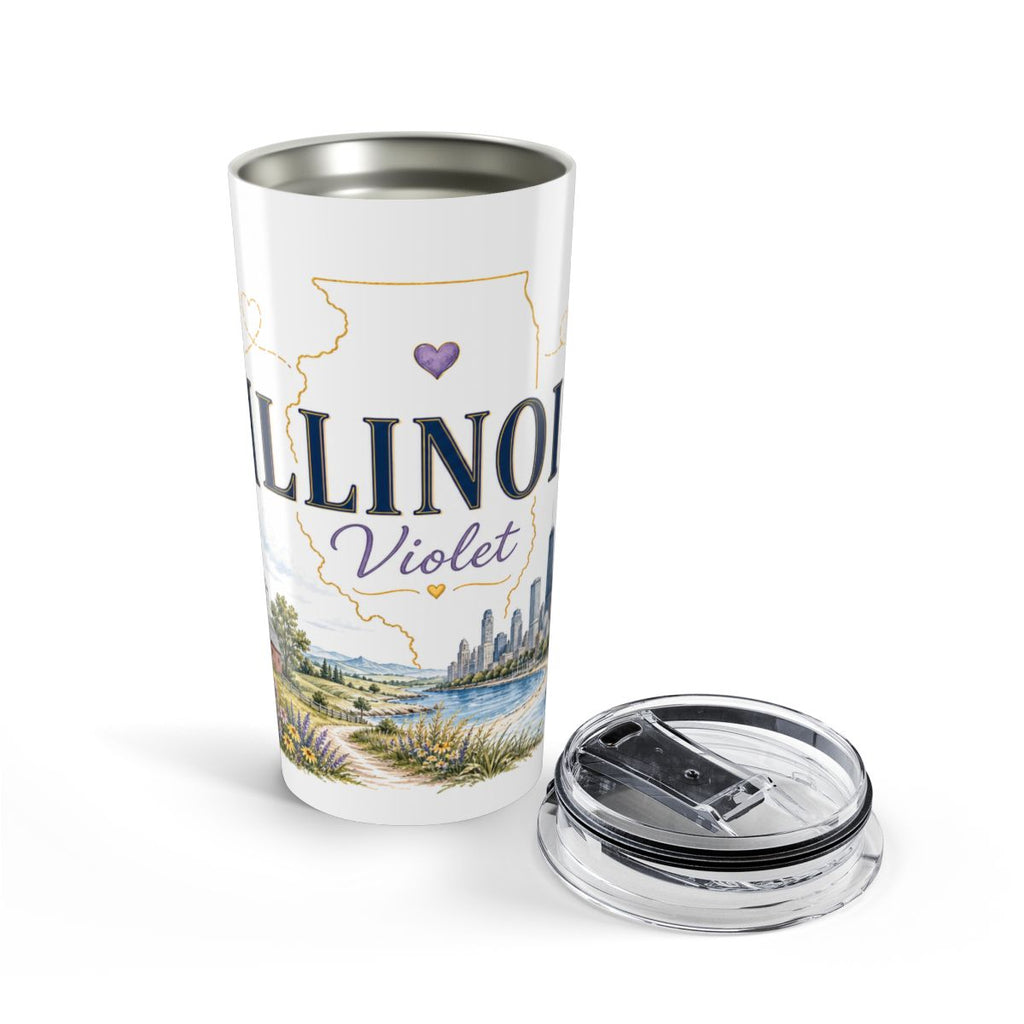 Illinois State Flower 20oz Tumbler | Violet Botanical State Flower Gift | Insulated Stainless Steel Travel Cup