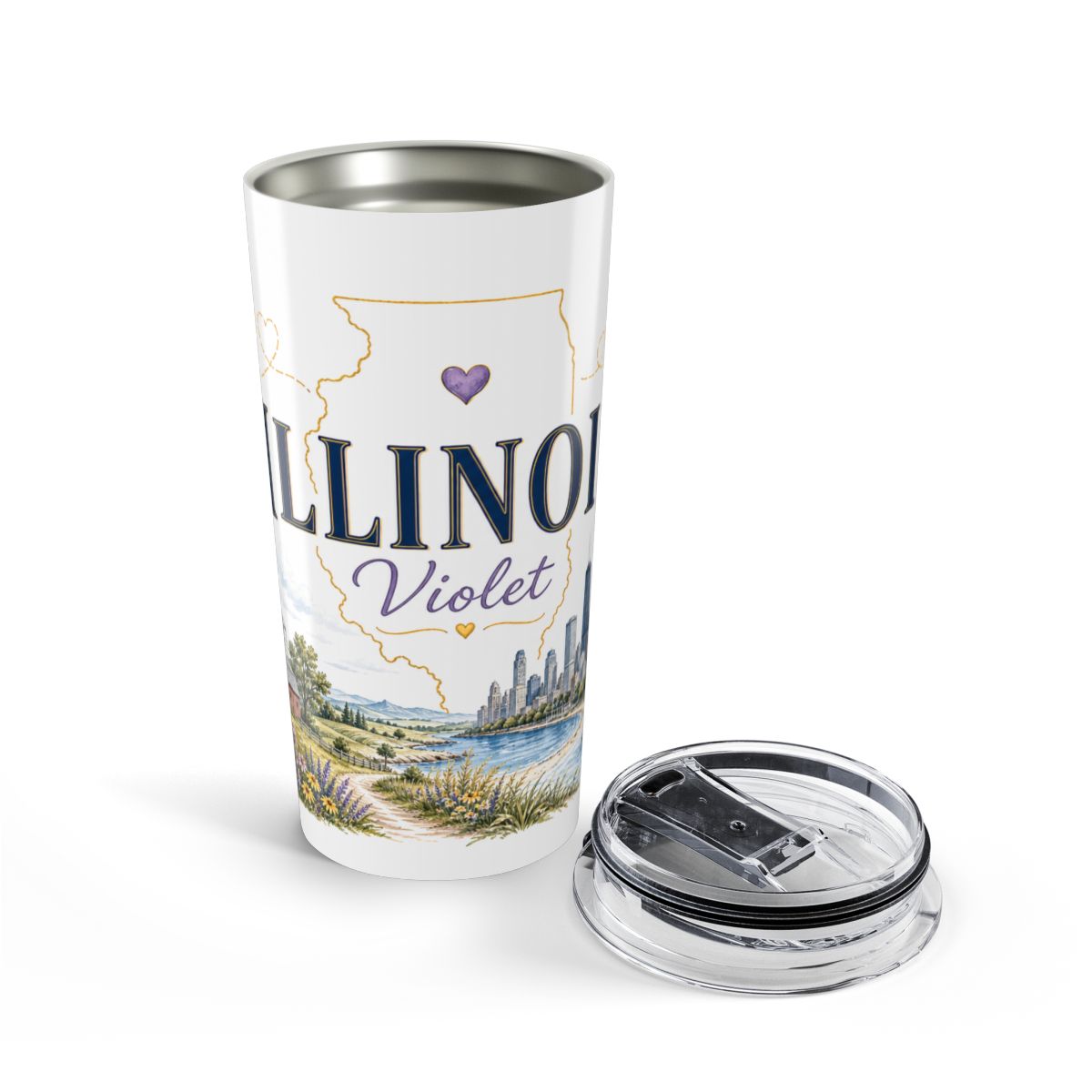 Illinois State Flower 20oz Tumbler | Violet Botanical State Flower Gift | Insulated Stainless Steel Travel Cup