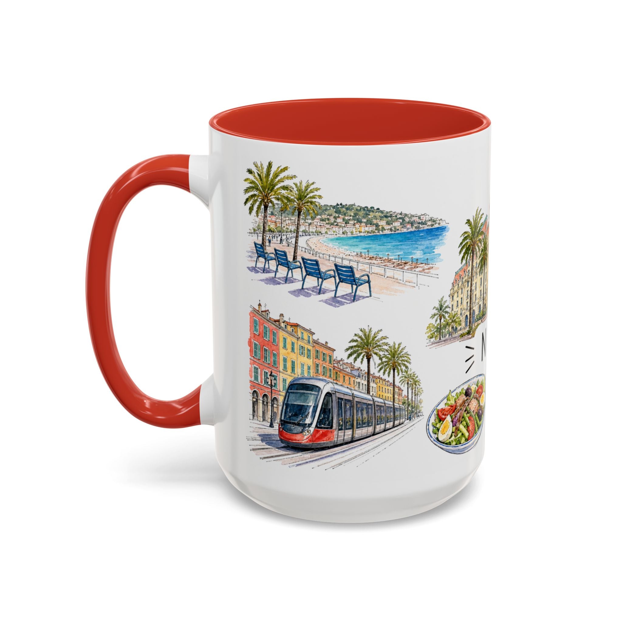 Nice Illustrated Travel Mug | City Souvenir Accent Coffee Mug | 11oz 15oz Ceramic Cup