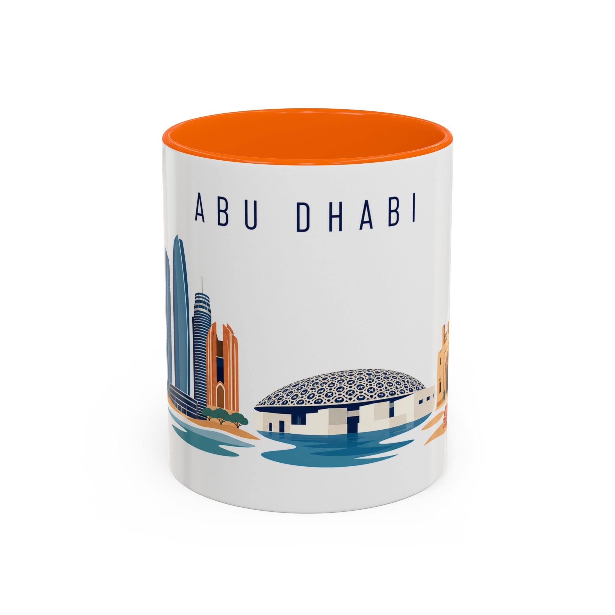 Abu Dhabi Coffee Mug | United Arab Emirates Travel Souvenir | Porcelain Decal City Gift | 11oz 15oz Accent Mug