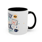 Officially Off The Clock Coffee Mug | Funny Retirement Gift | Accent Color Ceramic 11oz 15oz
