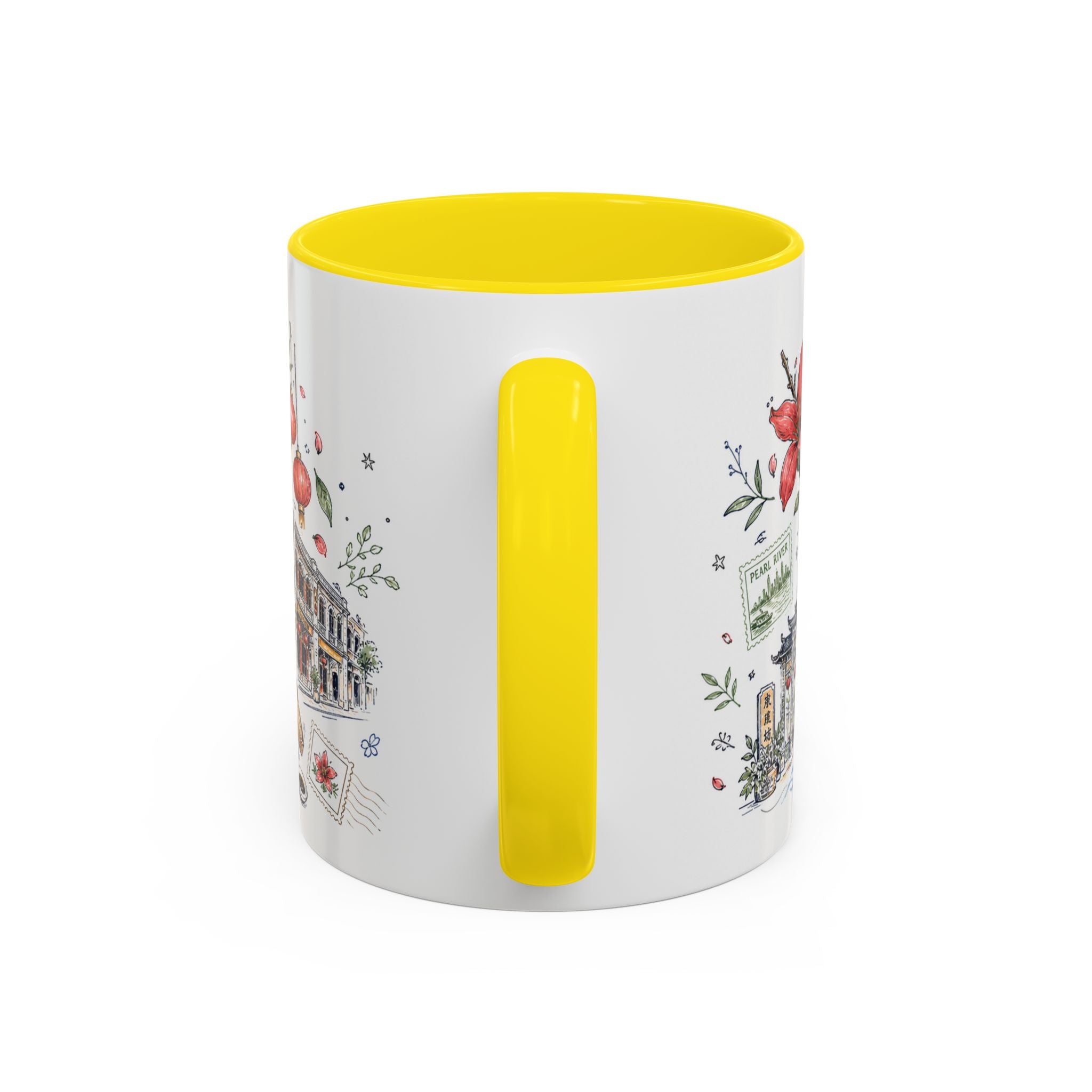 Guangzhou Coffee Mug | China Souvenir Travel Gift | Accent Color Ceramic 11oz 15oz