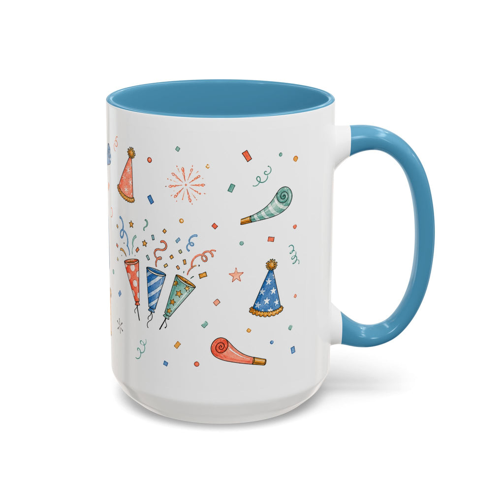 New Year Party Mug | Balloon Popper Watercolor Celebration Gift | Accent Cup 11oz 15oz
