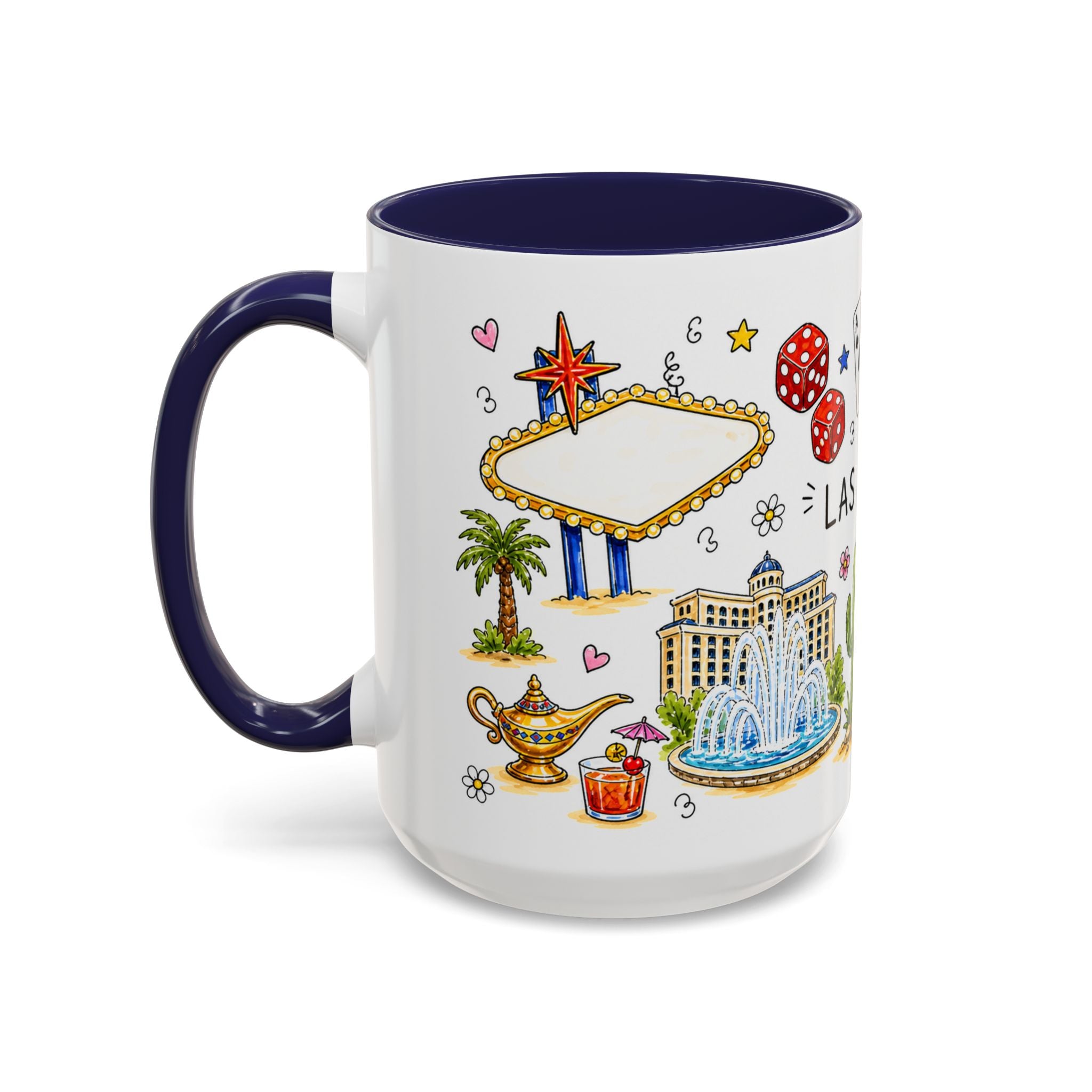 Las Vegas Illustrated Travel Mug | City Souvenir Accent Coffee Mug | 11oz 15oz Ceramic Cup
