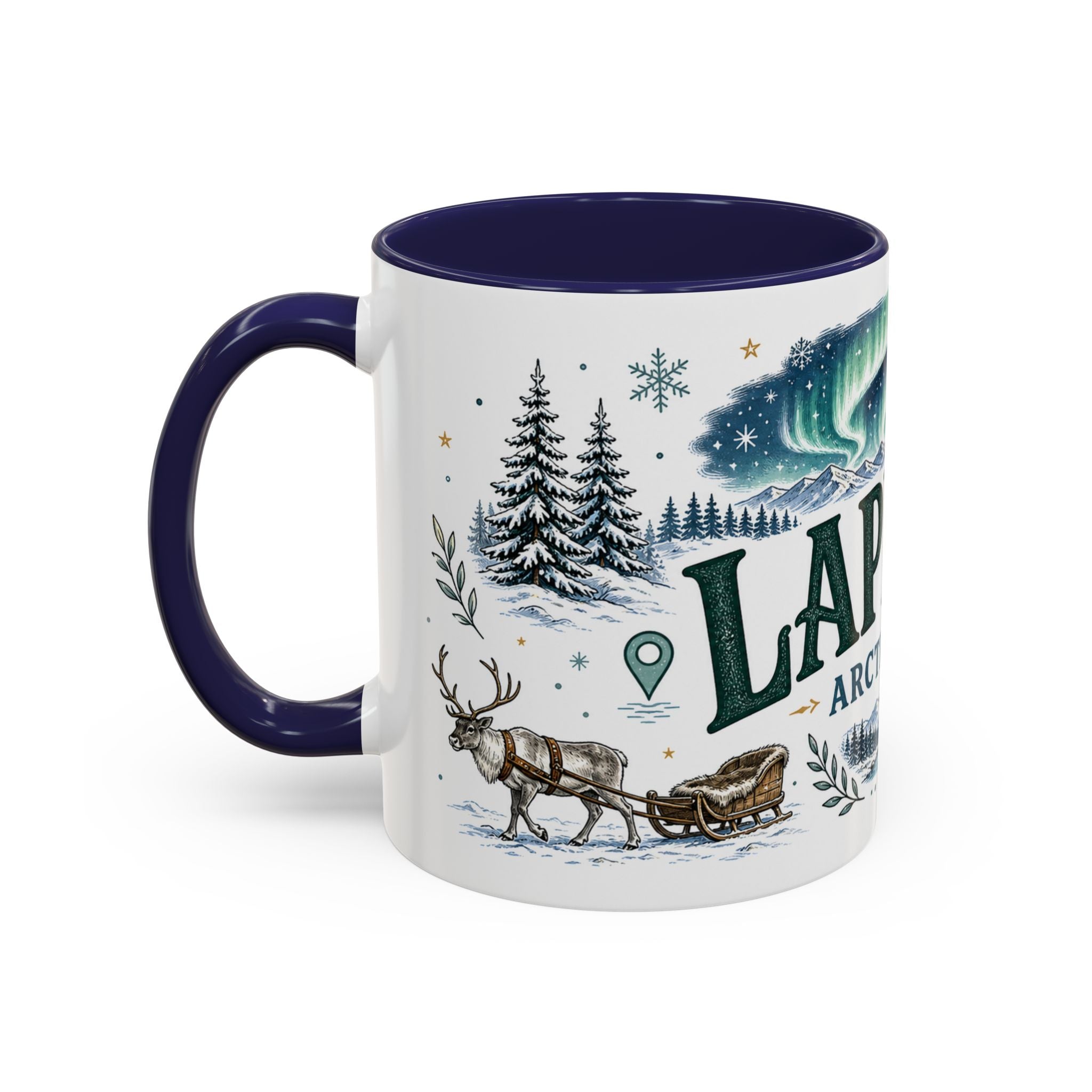 Lapland Coffee Mug | Travel Destination Souvenir Gift | Accent Color Ceramic 11oz 15oz