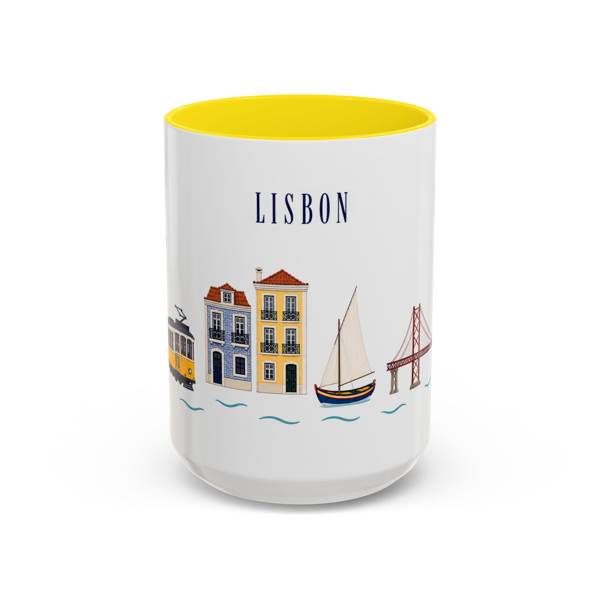 Lisbon Coffee Mug | Portugal Travel Souvenir | Porcelain Decal City Gift | 11oz 15oz Accent Mug