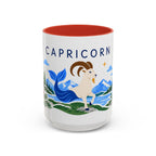 Capricorn Zodiac Coffee Mug | Sea Goat and Floral Design | Astrology Birthday Gift | 11 oz 15 oz Ceramic Accent Mug