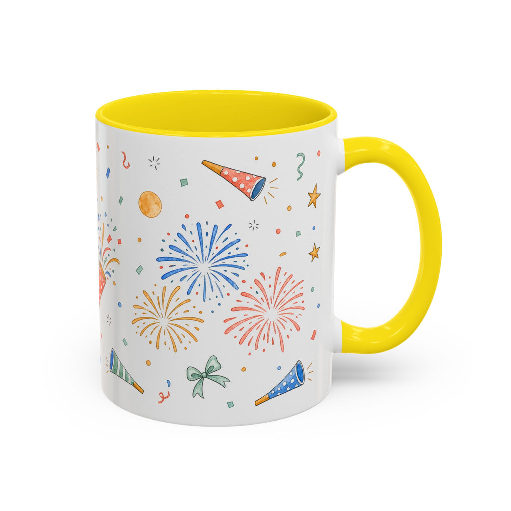 New Year Confetti Mug | Party Popper Watercolor Celebration Gift | Accent Cup 11oz 15oz