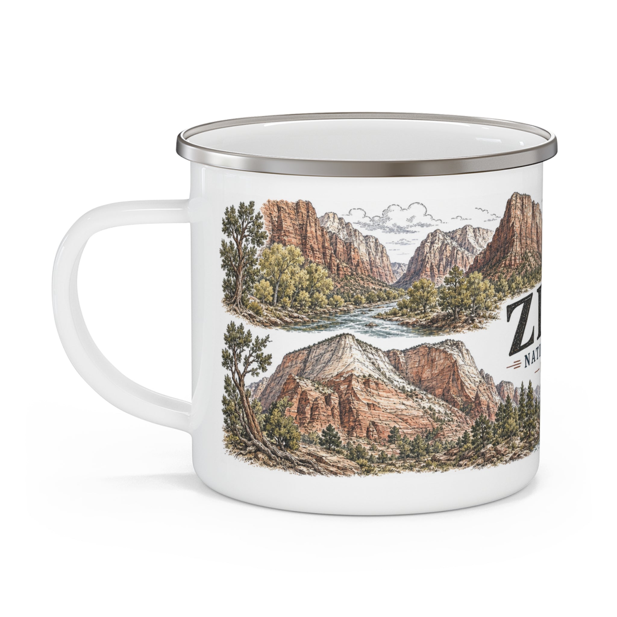 Zion National Park Vintage Enamel Camping Mug | 12oz National Park Hiking Gift