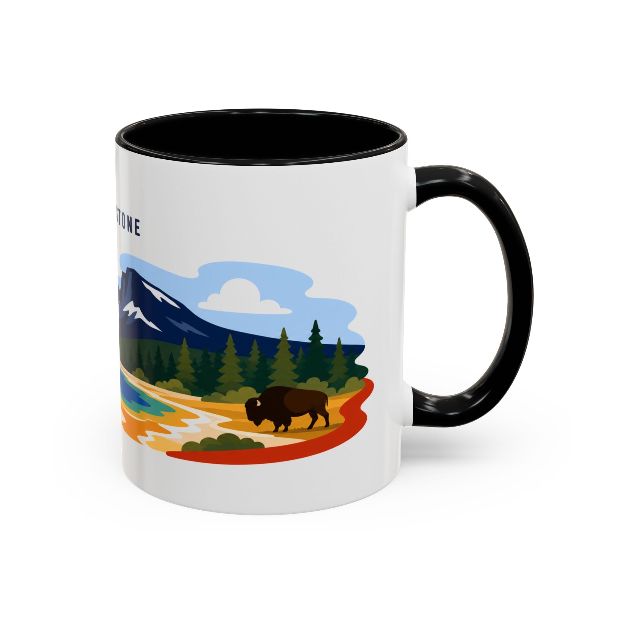 Yellowstone Coffee Mug | Travel Destination Souvenir Gift | Accent Color Ceramic 11oz 15oz