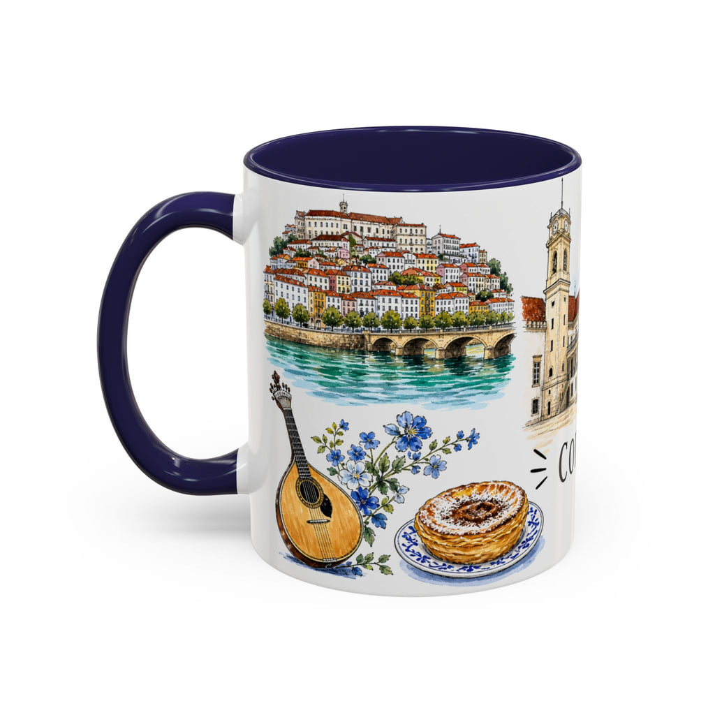 Coimbra Illustrated Travel Mug | City Souvenir Accent Coffee Mug | 11oz 15oz Ceramic Cup