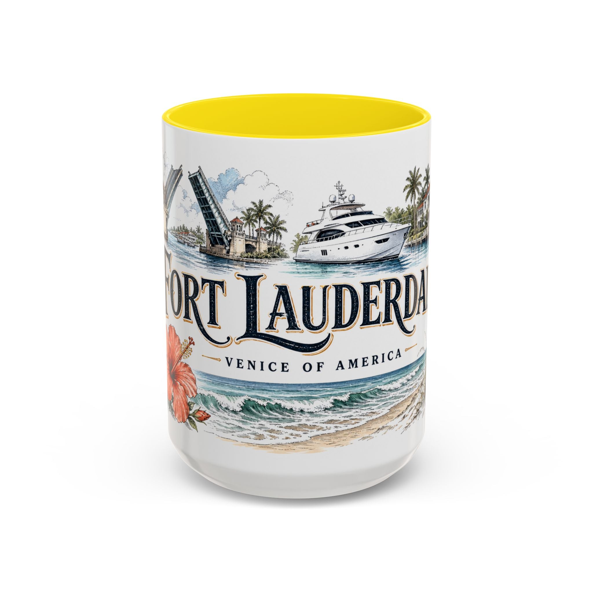 Fort Lauderdale Coffee Mug | United States Travel Souvenir | Vintage Illustrated City Gift | 11 oz 15 oz Accent Mug