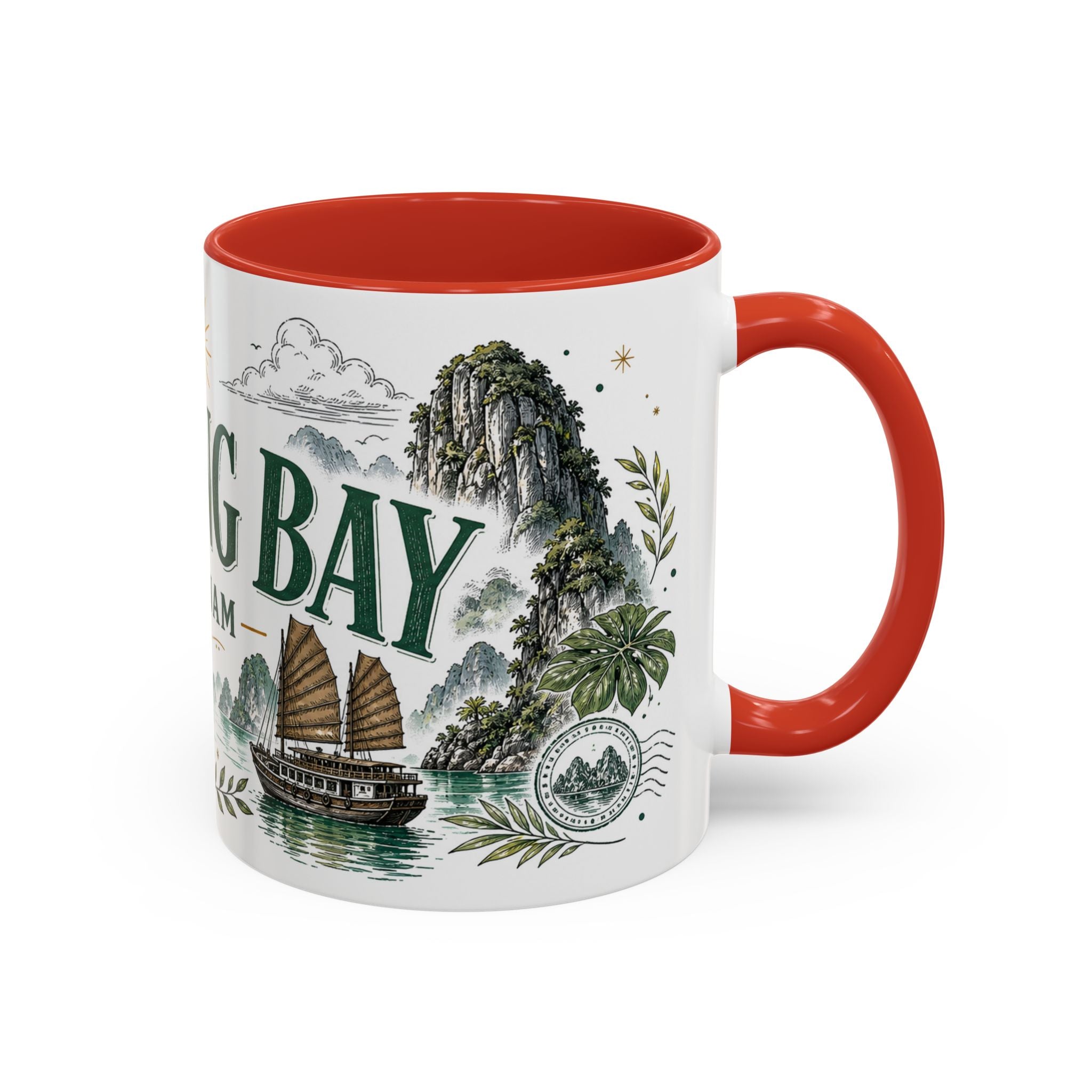 Ha Long Bay Coffee Mug | Travel Destination Souvenir Gift | Accent Color Ceramic 11oz 15oz
