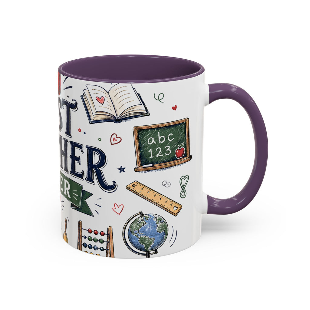 Best Teacher Ever Coffee Mug | Teacher Appreciation Gift | Accent Color Ceramic 11oz 15oz