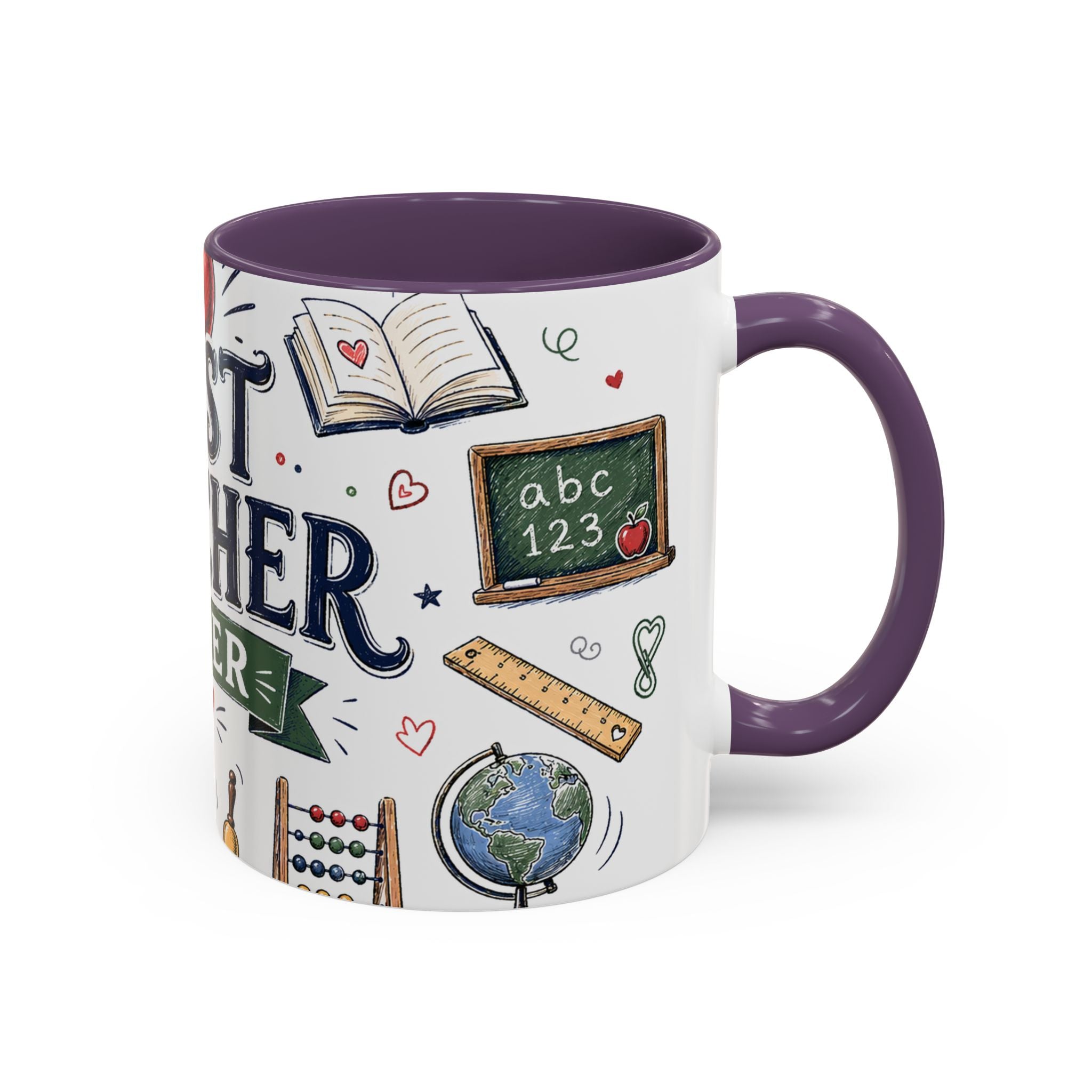 Best Teacher Ever Coffee Mug | Teacher Appreciation Gift | Accent Color Ceramic 11oz 15oz