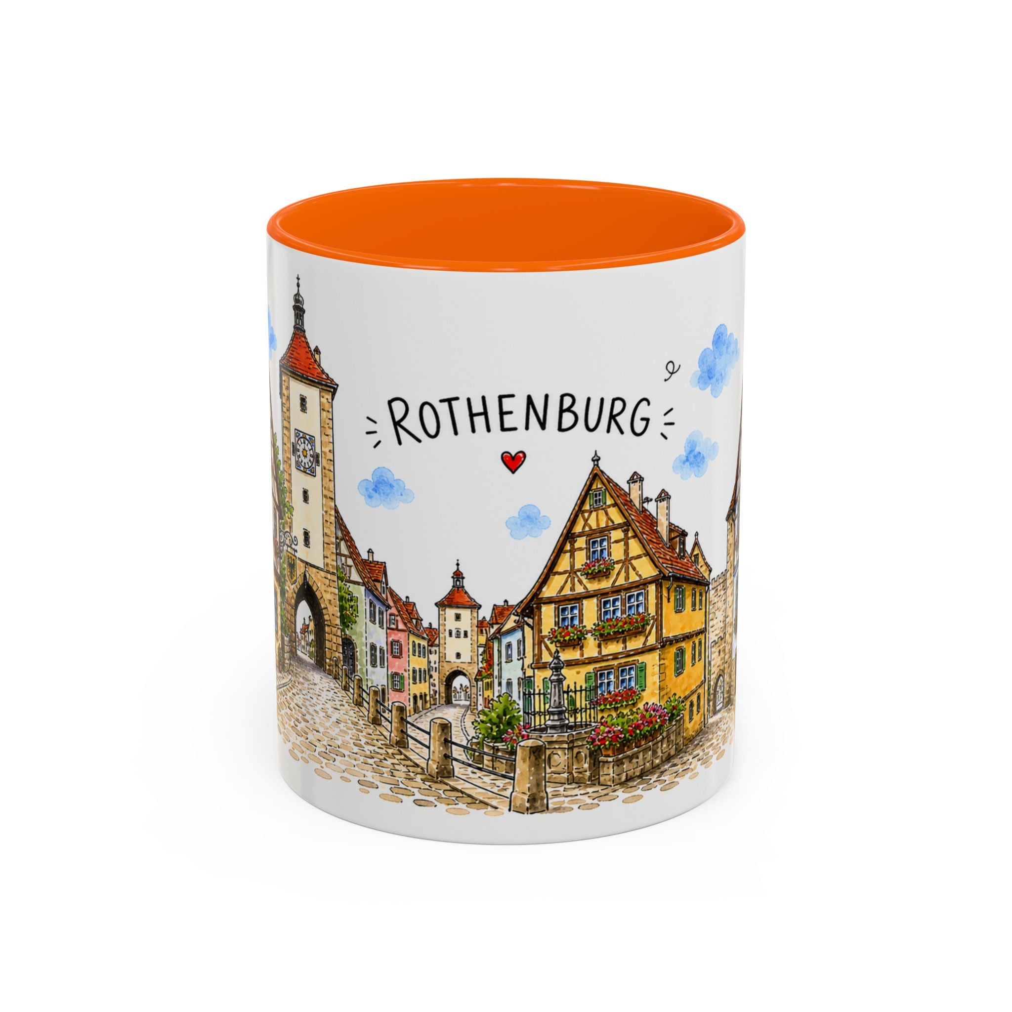 Rothenburg Illustrated Travel Mug | Germany Souvenir Accent Coffee Mug | 11oz 15oz Ceramic Cup