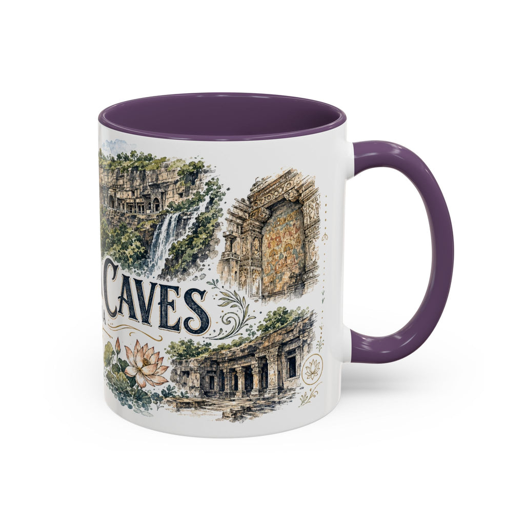 Ajanta Caves Mug, India Travel Souvenir, Bucket List Gift, Accent Ceramic Coffee Mug 11oz 15oz