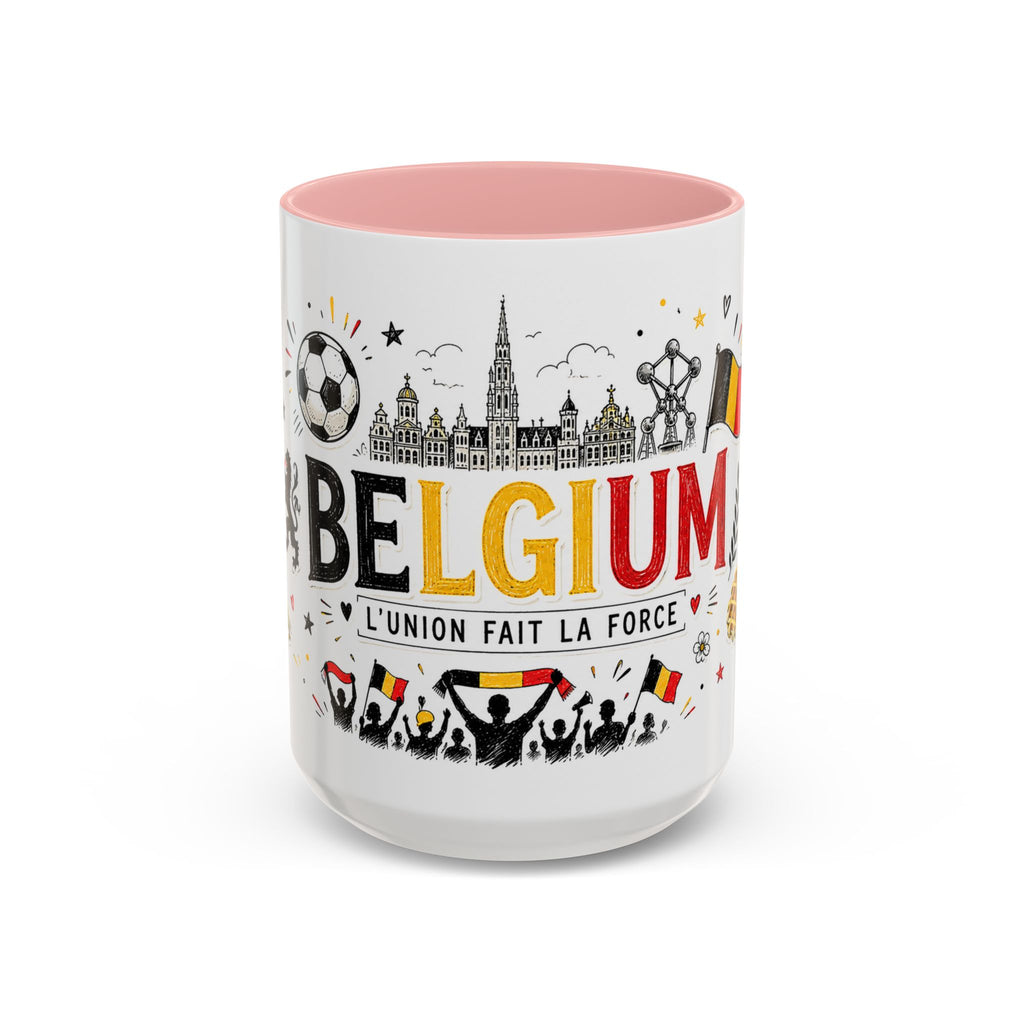 Belgium Soccer Coffee Mug | Soccer Fan Gift | Accent Color Ceramic 11oz 15oz Match Day Cup