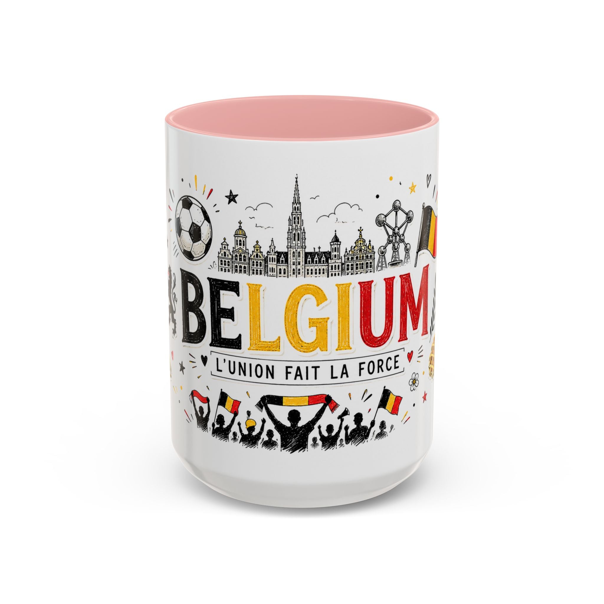 Belgium Soccer Coffee Mug | Soccer Fan Gift | Accent Color Ceramic 11oz 15oz Match Day Cup